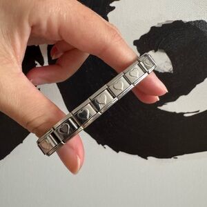 Stainless Steel Italian Charm Bracelet with Heart Design